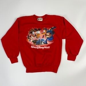 Walt Disney World Mickey Mouse and Friends Red Crew Neck Sweatshirt